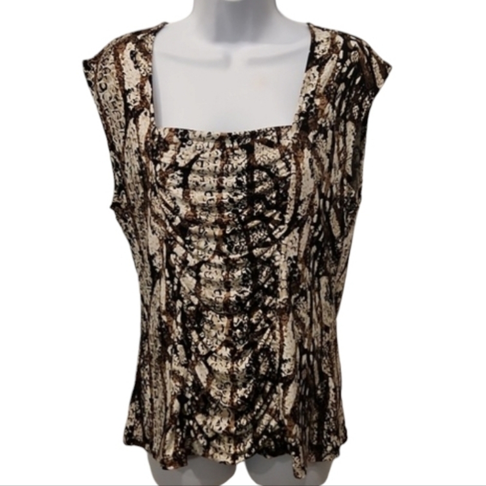 Style & Co Animal Print Ruched Front Top
